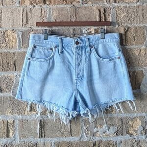 Madewell Relaxed Denim Shorts Light Wash Cutoffs Size 28 Button Fly